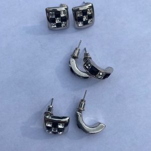 Checkered Rhinestone Earring 3 Pack